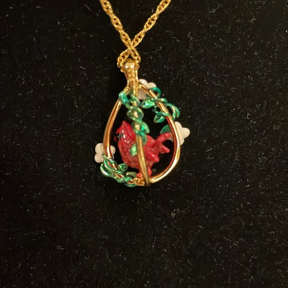 The Bradford Exchange Heaven’s Beauty Cardinal Gold Plated Garnet Necklace - Picture 3 of 4